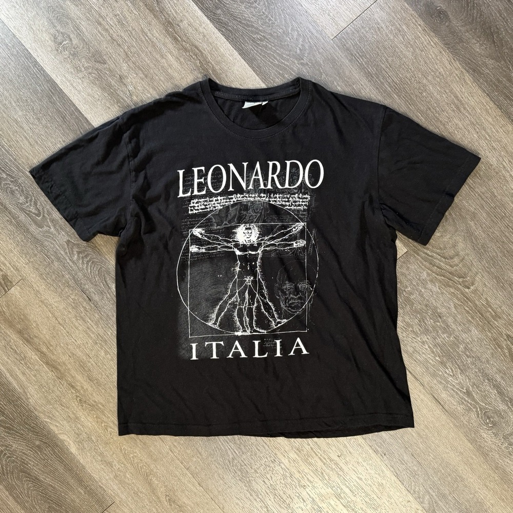 Vintage Leonardo Italia Black Men's T-Shirt Size 2XL